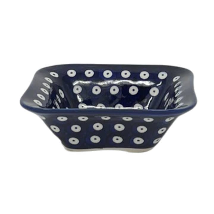 Bowl, Square, 5.25" Small, WR (WR12G) in "Dot to Dot" by W.R. Ceramika | WR12G-SM2 for wholesale by Polish Pottery Outlet