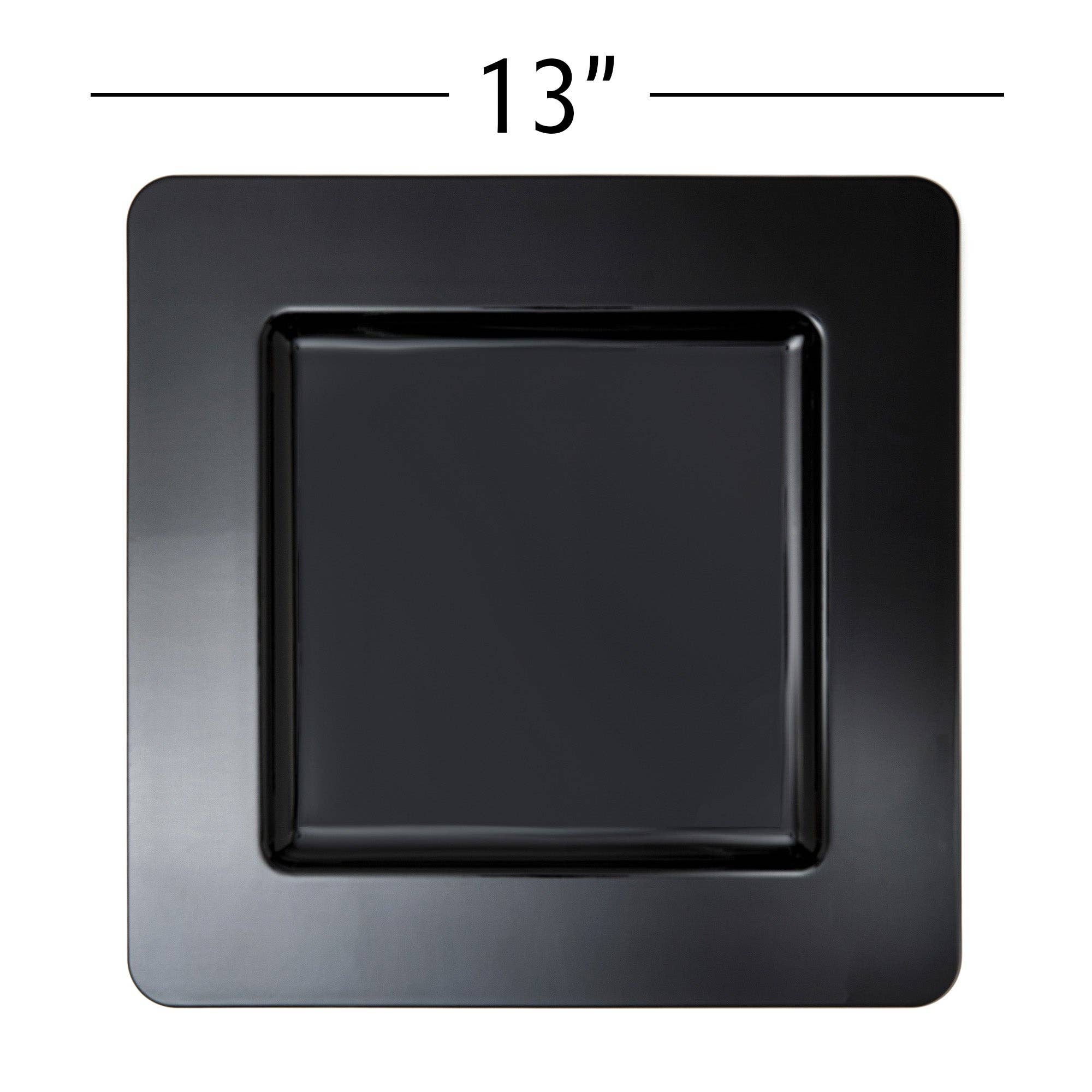 Portofino International Trading, USA - Wholesale Charger Plate - Flat Edge Square Plastic Charger Plate 13" - Black3