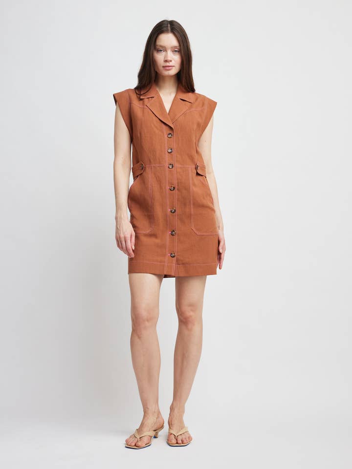 Ailany Buttoned Front Mini Dress for wholesale by Self Contrast