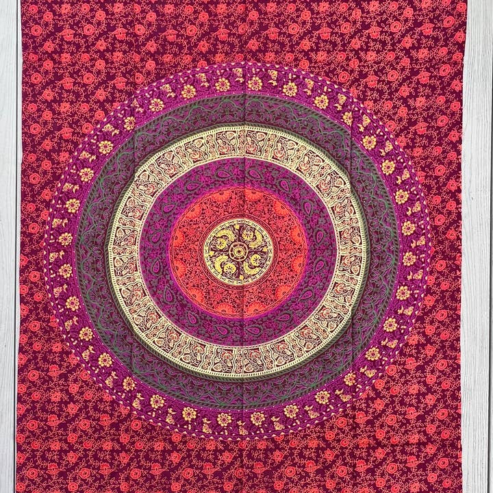 Lungta Imports - Wholesale Tapestry/Textile - Floral Mandala Tapestry Wall Decor Beach Throw 80X50 Inches4