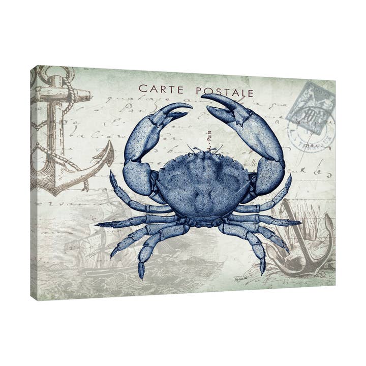 Seaside Postcard Crab Gallery Wrapped Canvas for wholesale by Jaxson Rea