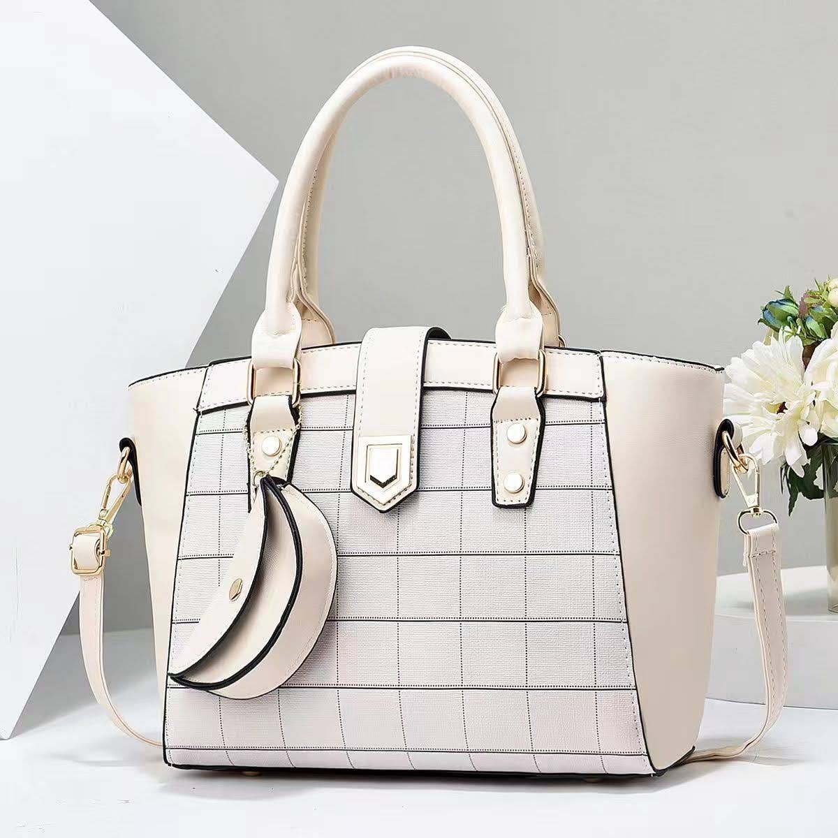 Superbia - Wholesale Top Handle Bag - Women's - Medium Check Print Top Handle Bag +Free Coin Purse-913-112