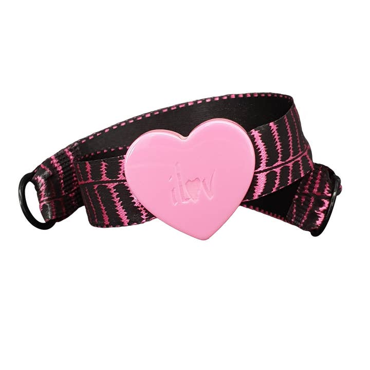 PULSERA RAYAS CEBRA ROSA iLOV CORAZÓN ROSA para venta al por mayor de Smartever Srl