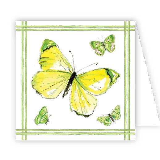 Handbemalte grüne Schmetterlingskarte für den Großhandel von RosanneBeck Collections