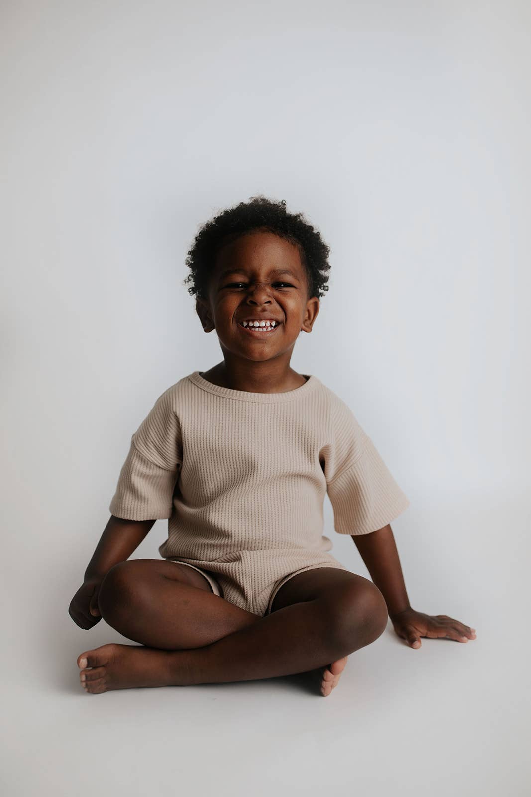 Three Little Tots – wholesale Top & short set – Kids – Tan Summer Waffle Toddler Top & Bottom Set17