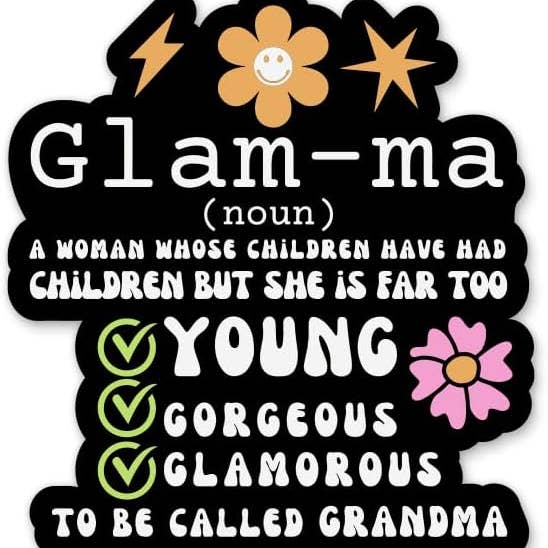 Glam-ma Extra Grandma Fancy Bougie-sticker voor wholesale door Lyrical River Designs