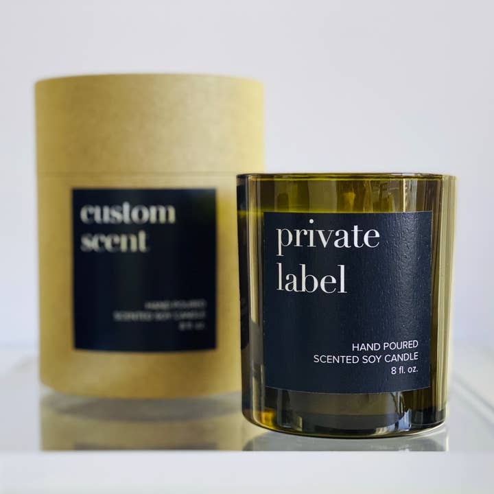 Velas personalizadas en caja de regalo de vidrio verde estilo boticario con etiqueta privada para venta al por mayor de Atelier 880