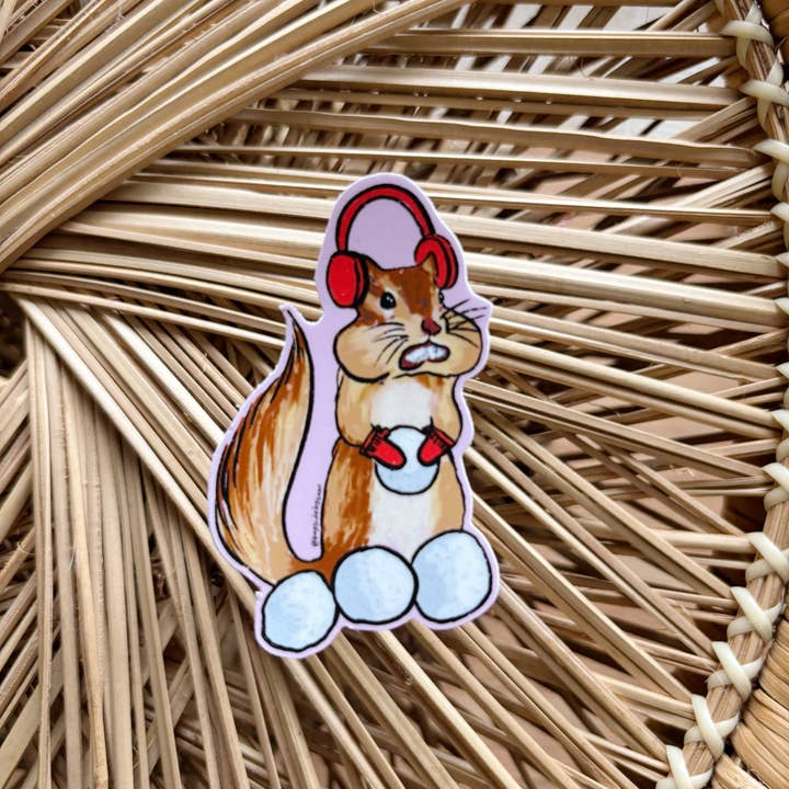 Snowball Squirrel 3" Vinyl Sticker for wholesale by Bayside by Sam