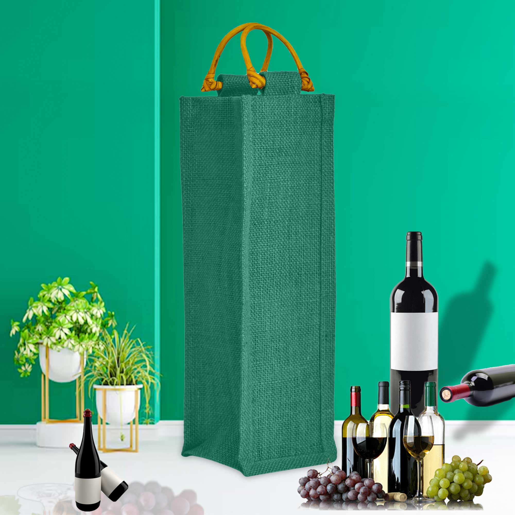 ecojutebags - Wholesale Wine Gift Bag - Eco Jute Wine Bags  7-Pack with Wooden D Handles for Gifting23