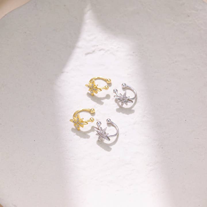 happyzzzsu – wholesale Earcuff-örhängen – 925 Sterling Silver Star öronmanschetter6