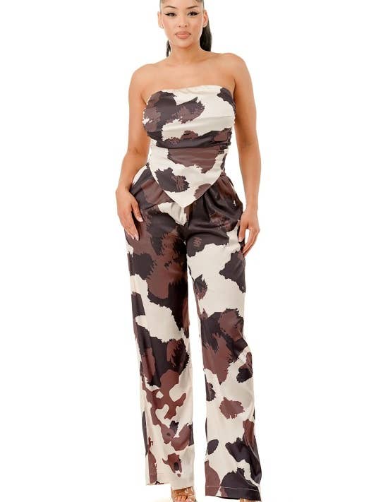 Completo con Top a Tubo Senza Maniche e Pantaloni a Gamba Larga Plus per la vendita all'ingrosso da parte di J2 FASHION