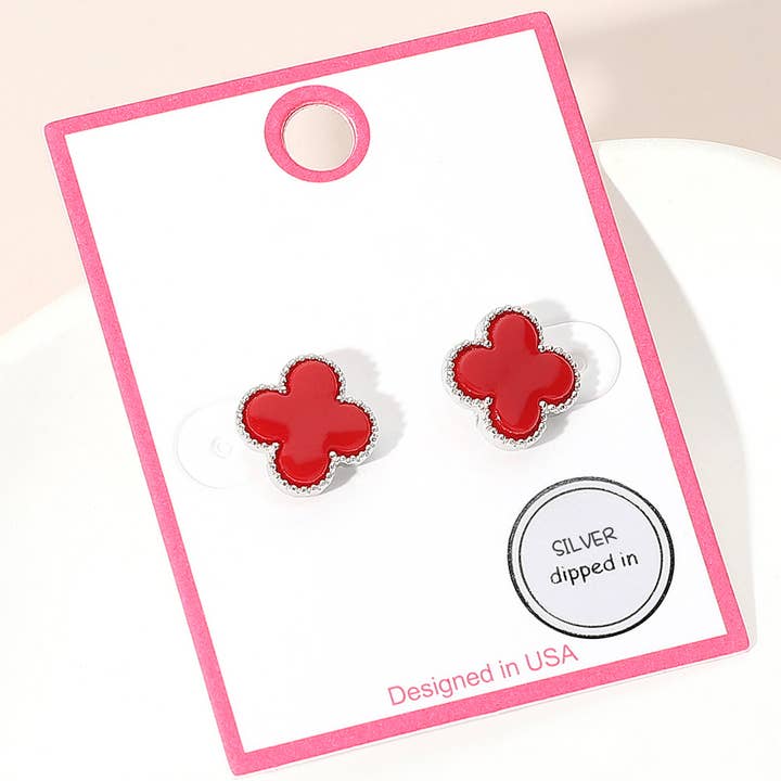 Sensibling Corp. - Wholesale Stud/Post Earrings - Gold Dipped Quatrefoil Stud Earrings3