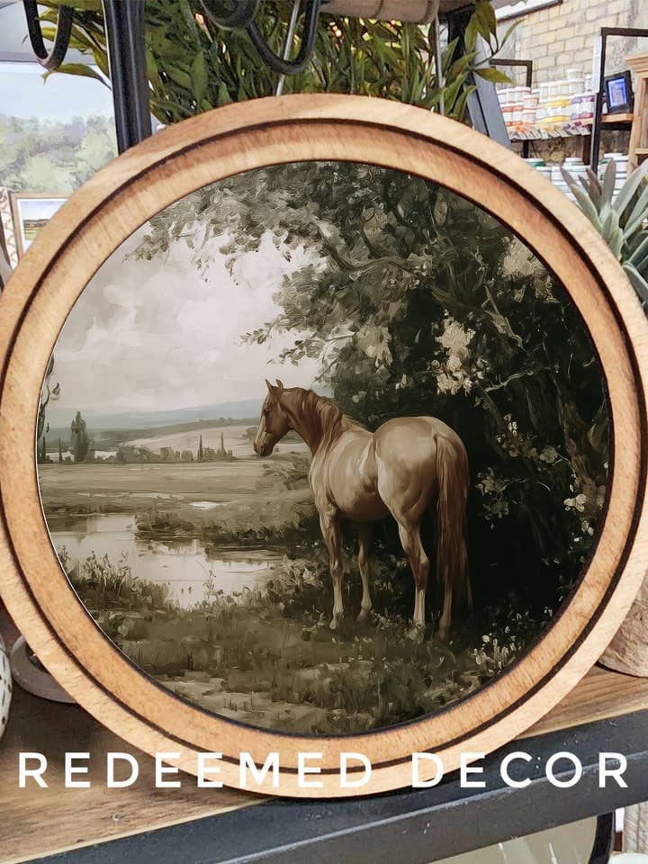 Arte Palomino Redondo de 8" para venta al por mayor de Redeemed Decor