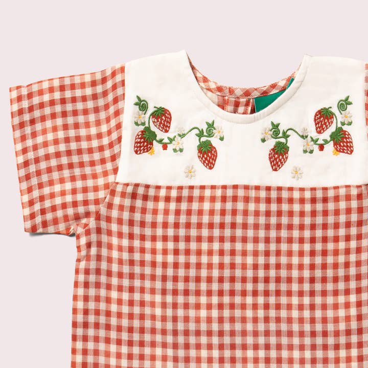 Little Red Check Loose Short Sleeve Top for wholesale on Faire