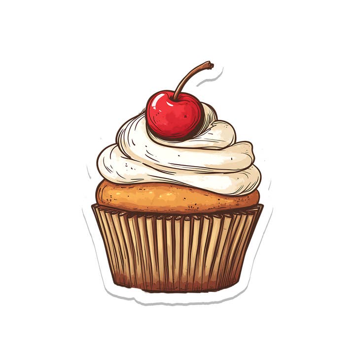 Rebel and Siren - Wholesale Sticker - Cupcake | Food| Waterproof Sticker | 2.5"