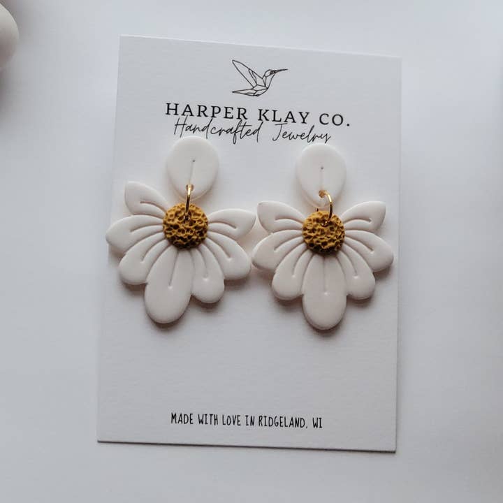 The Daisy Dangles- Polymer Clay Earrings for wholesale by Harper Klay Co