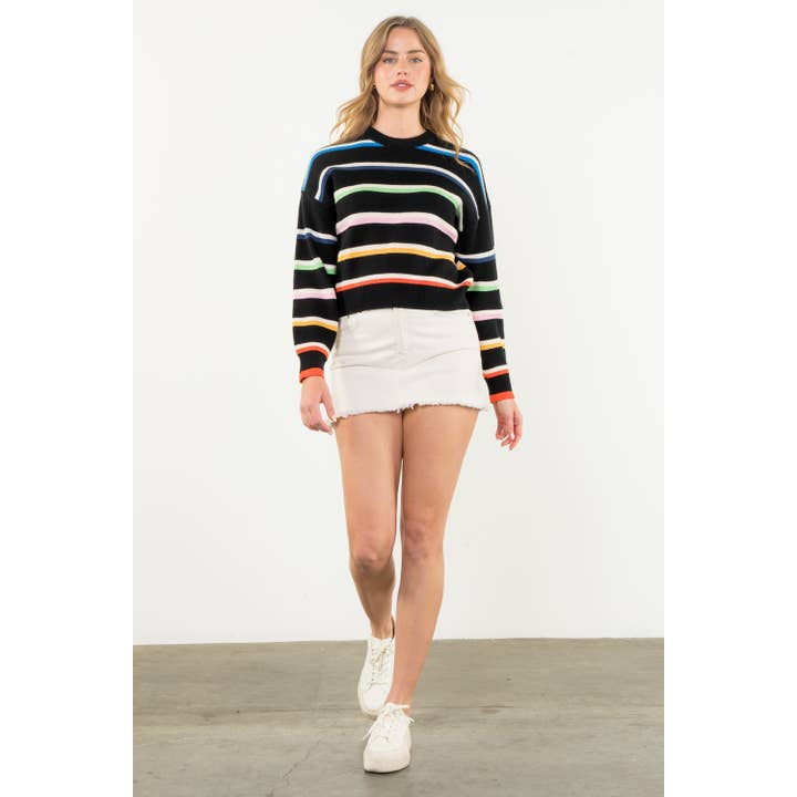 THML - Wholesale Knit Sweater - Women's - Striped Knit Sweater