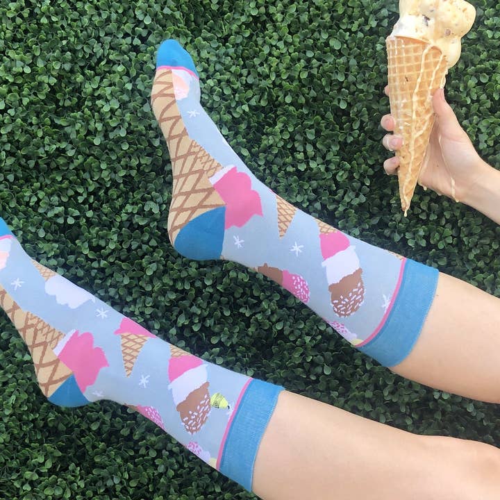 Woven Pear - Wholesale Socks - Women's - Crew Socks, Vintage Ice Cream