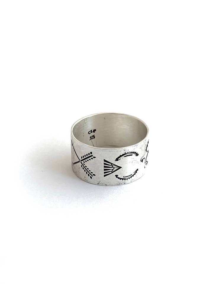 Stamped Cigar Band Ring for wholesale by CLP Jewelry