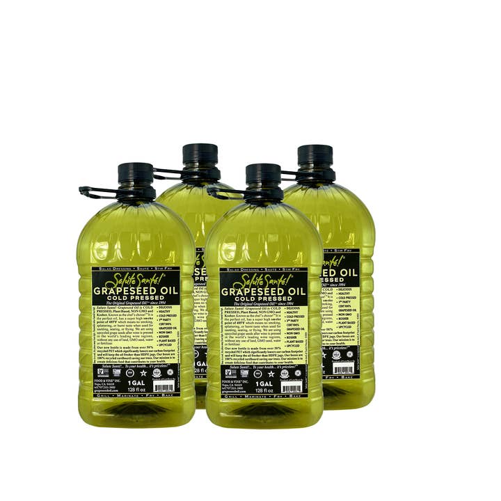 Salute Santé! Grapeseed Oil - Wholesale Cooking Oil - Cold Pressed Grapeseed Oil 1 Gal Pet 4-Pack1