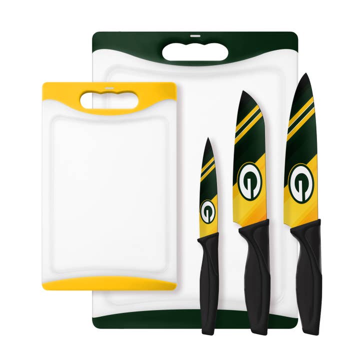 NFL Green Bay Packers 5-Piece Knife & Cutting Board Set for wholesale by Inglasco Inc.