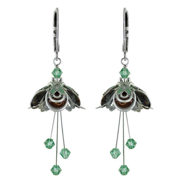 NoMonet - Wholesale Dangle Earrings - Flower Fairy: Hand Painted Masquerade Earrings w Crystals2