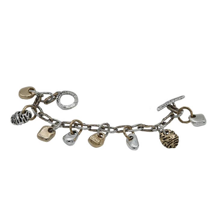 Strickarmband aus 925er Silber und Bronze mit Charms (BA071) für den Großhandel von Mandile Gioielli