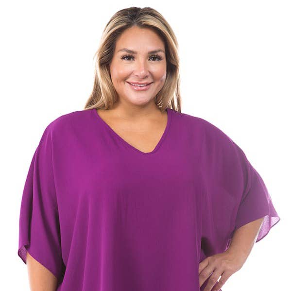 PLUS SIZE V NECK BOXY BLOUSE for wholesale by Curve Market