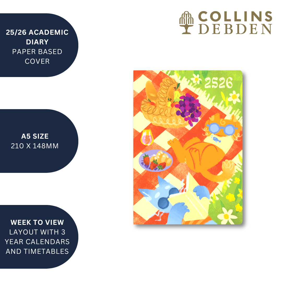 Collins Debden - Wholesale Planner - Bella Ramsay Cat - A5 Week-to-View Mid/Academic Year Diary Planner 2025-20266