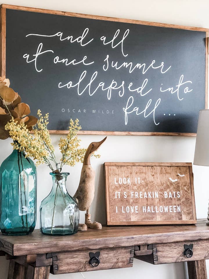 All At Once Summer Collapsed Into Fall Framed Wood Sign for wholesale by The Shed Interiors