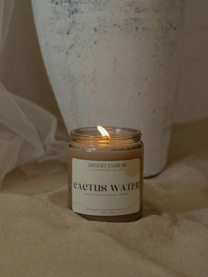 Cactus Water Desert Inspired Olive + Soy Candle - 7.5oz for wholesale by Desert Embers, LLC