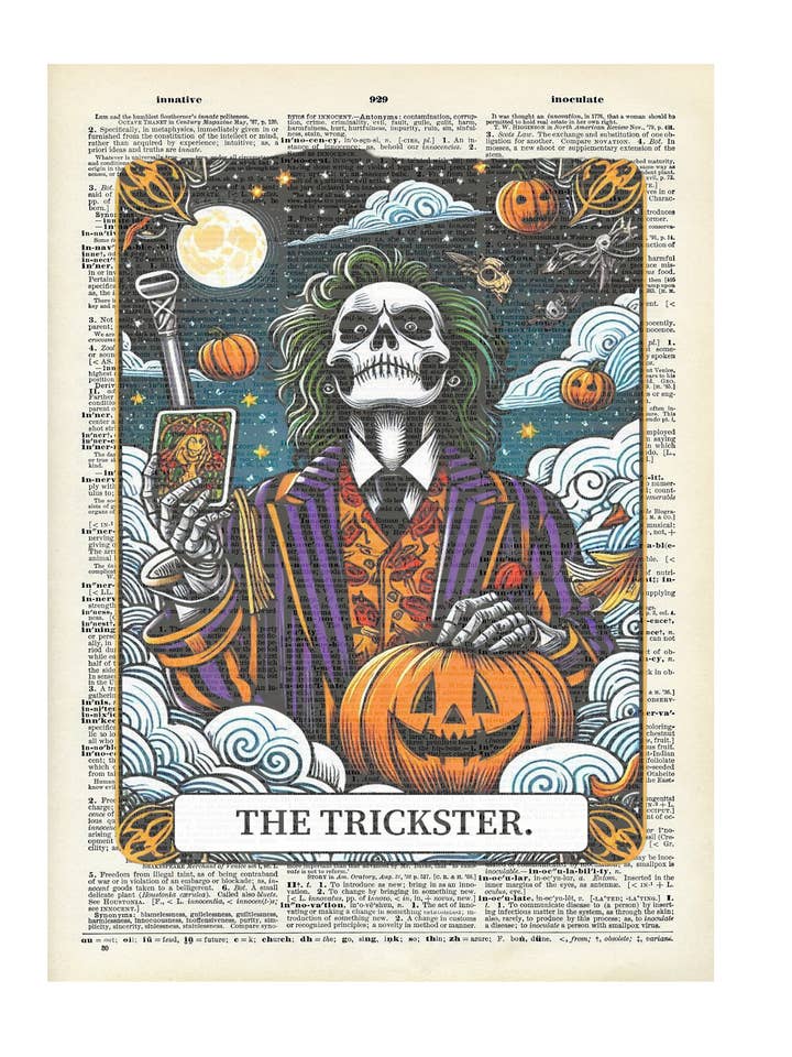 BeetleJuice, Trickster, Halloween, Vintage, Dictionary Print for wholesale by Crazilyhumbledesigns