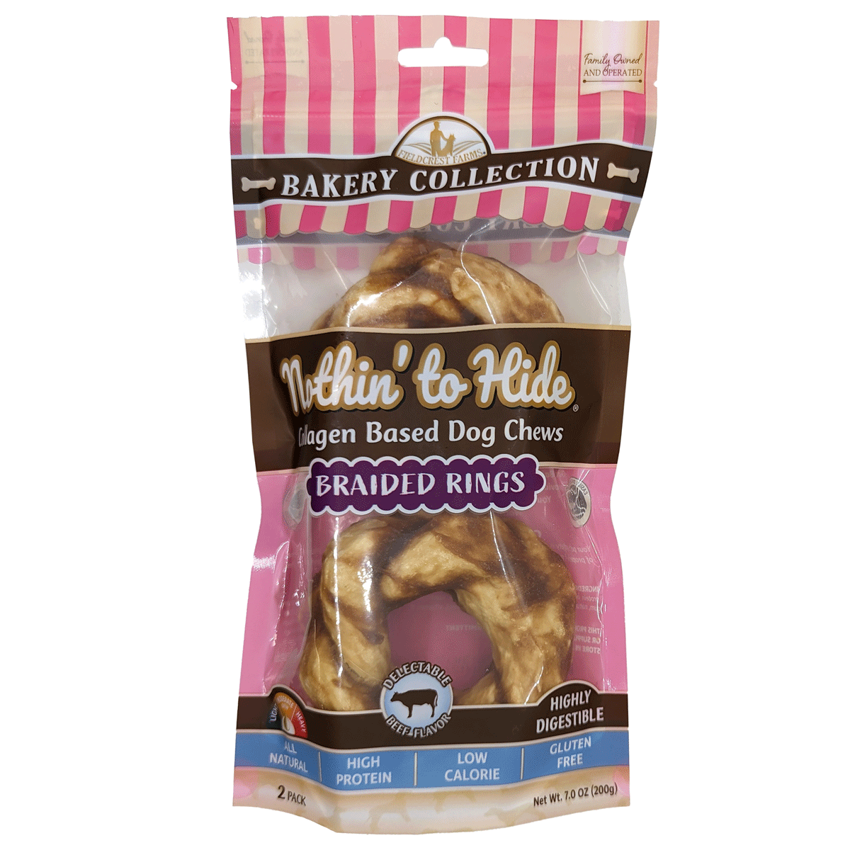 Playful Tail - Vente Friandises – chien - Friandises pour chiens Nothin' To Hide Bakery en forme de bœuf tressé (2 tailles disponibles)0