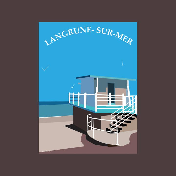 Langrune-sur-Mer Illustration 10.5x4.8 cm for wholesale by Esprit Cottage