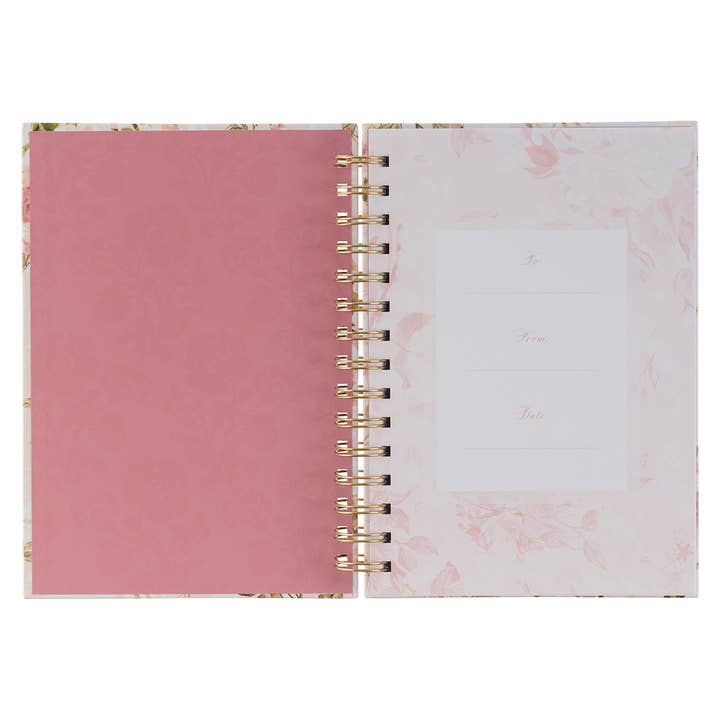 Christian Art Gifts - Wholesale Journal/Diary - Journal Wirebound Pink Floral His Grace 2 Cor. 12:9