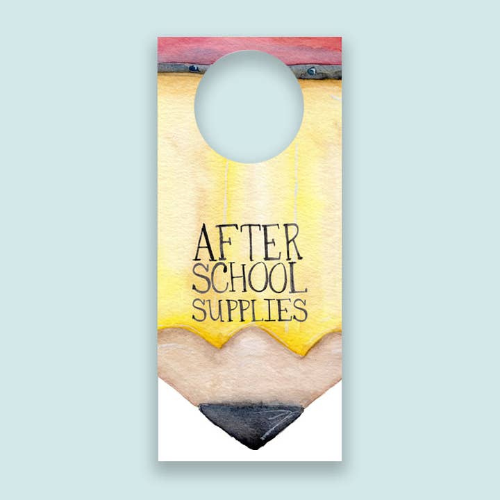 After School Supplies Wine Tag For Back To School Gifts for wholesale by Grace Langdon Art