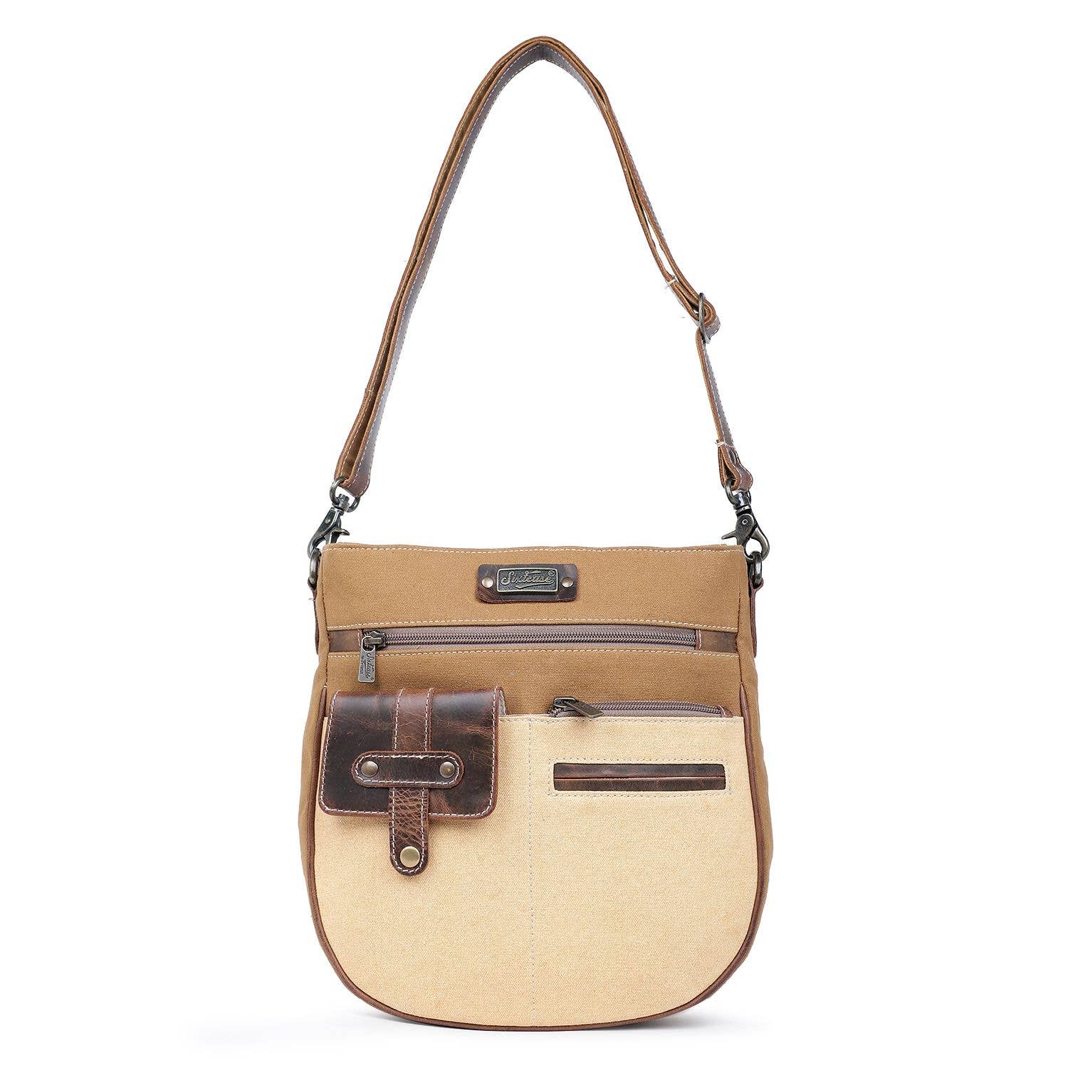 Sixtease Bags USA - Venta al por mayor Bandolera - Mujer - Bandolera de lona y cuero para mujer, color bronceado/león0