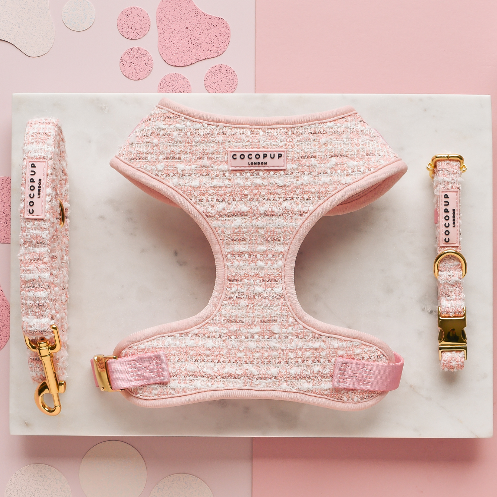 Cocopup London – wholesale Pet leash – Dog – Pink Textured Tweed Lead1