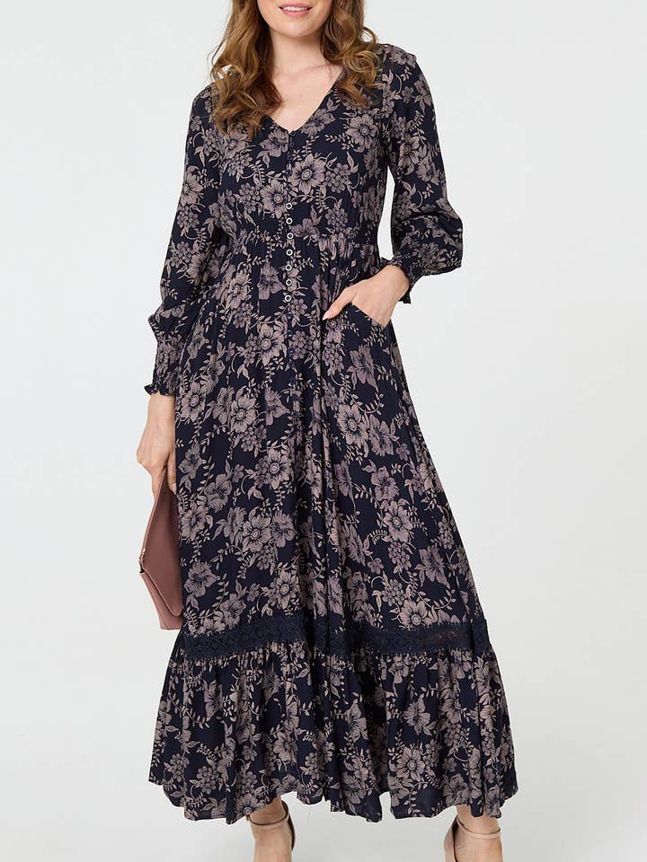 Floral Long Sleeve Maxi Dress
for wholesale by Stellalondon