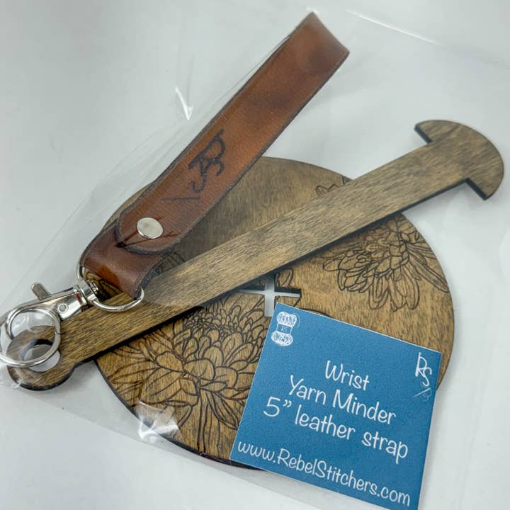 Art by Erica H & Rebel Stitchers - Wholesale Craft Tool - Wrist Yarn Minder/Holder Real Leather Strap Flowers Style 27