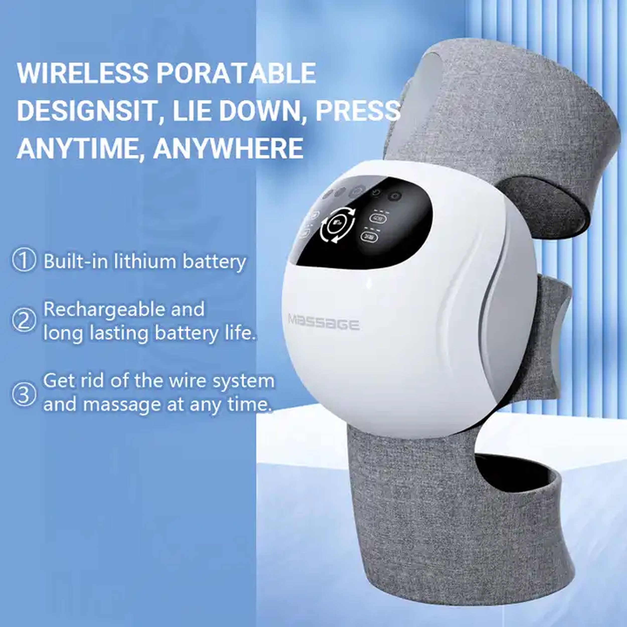 GulleeGadgets - Vente Appareils de massage - Appareil de massage des genoux pour soulager la douleur avec écran LED rechargeable9