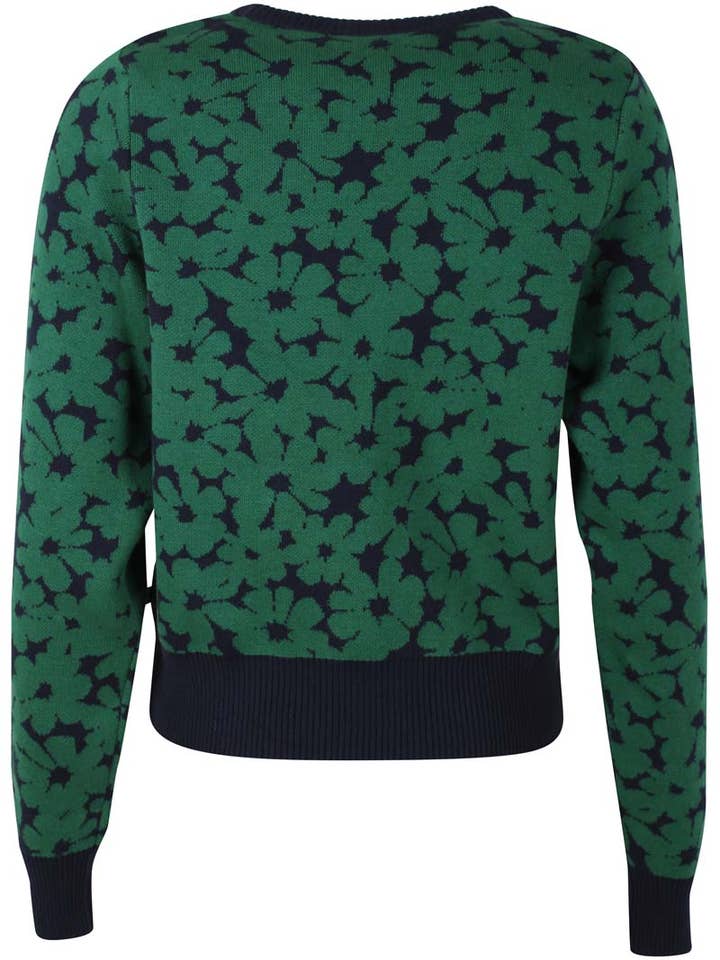 Danefae København - Wholesale Knit Sweater - Women's - Danefox Cotton Jaquard Sweater Dark Pine/Dark Navy