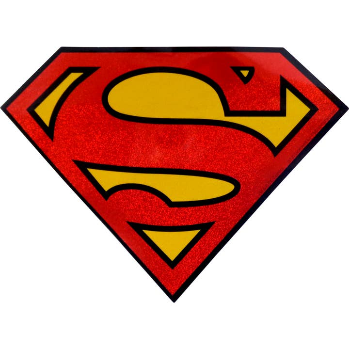 Pegatina - Superman - Logotipo de Escudo con Purpurina de 5" - DC Comics para venta al por mayor de Square Deal Recordings & Supplies