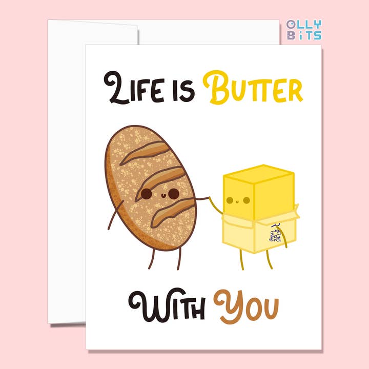 Life Is Butter With You Greeting Card for wholesale by Ollybits Pixel Art