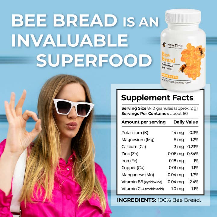 1newtime LLC - Wholesale Oral Supplement/Vitamin - Bee Bread (Perga) 4.4oz/125g – 100% Natural & Organic Fermented Bee Pollen Superfood Supplement