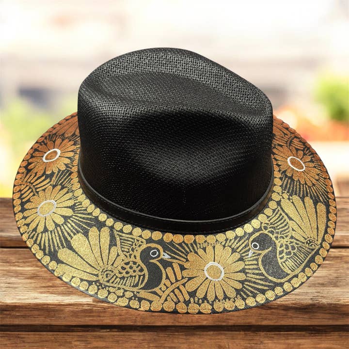 Floral Hand-Painted Palm Straw Fedora Hat for wholesale by GMCE Global Trading, LLC