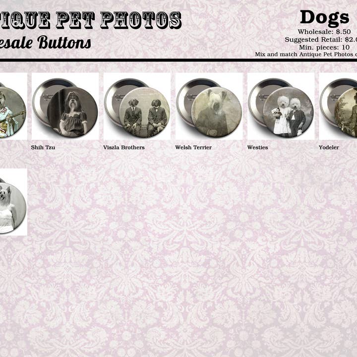 The Wild Oddisorium - Wholesale Lapel Pin/Button - Dog Buttons, Pins, Badges, POS, Funny Dogs in Clothes, Cute45