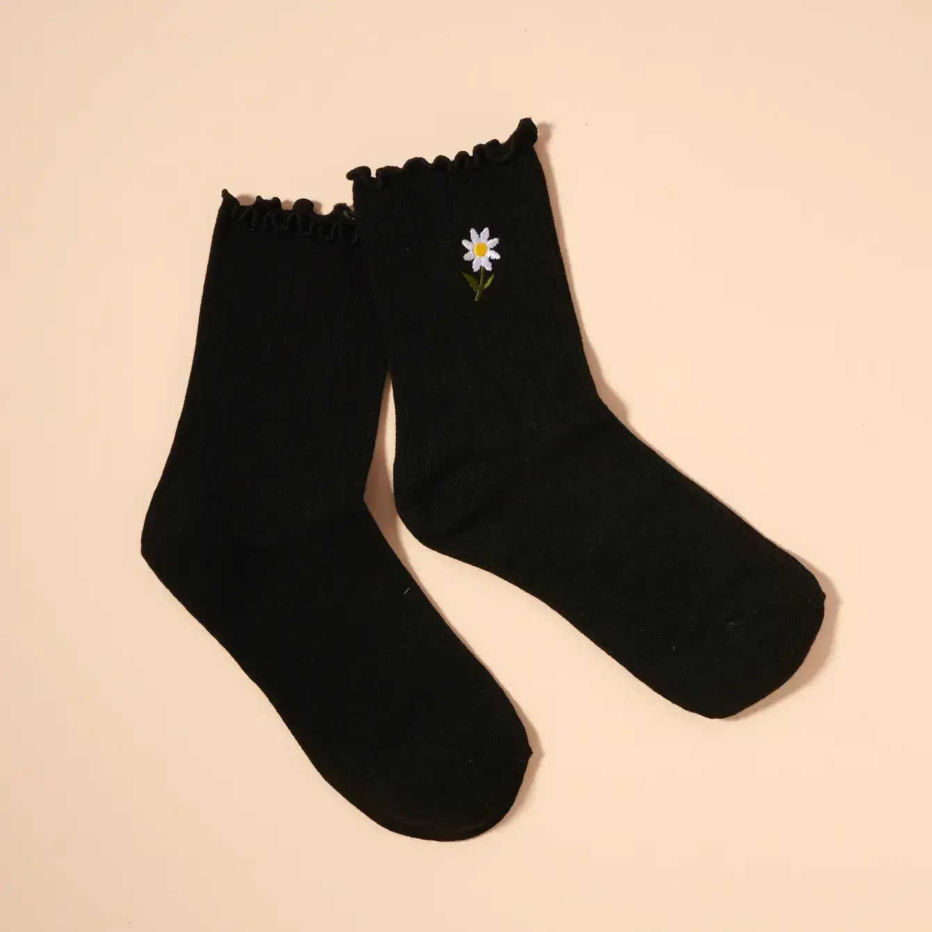 Elegant Floral Embroidery Mid-Calf Socks – Assorted 4-Pack for wholesale on Faire4