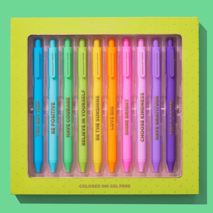 Set of 10 Colored Gel Pens - Min. 4 (PEN-23) for wholesale by Taylor Elliott Designs