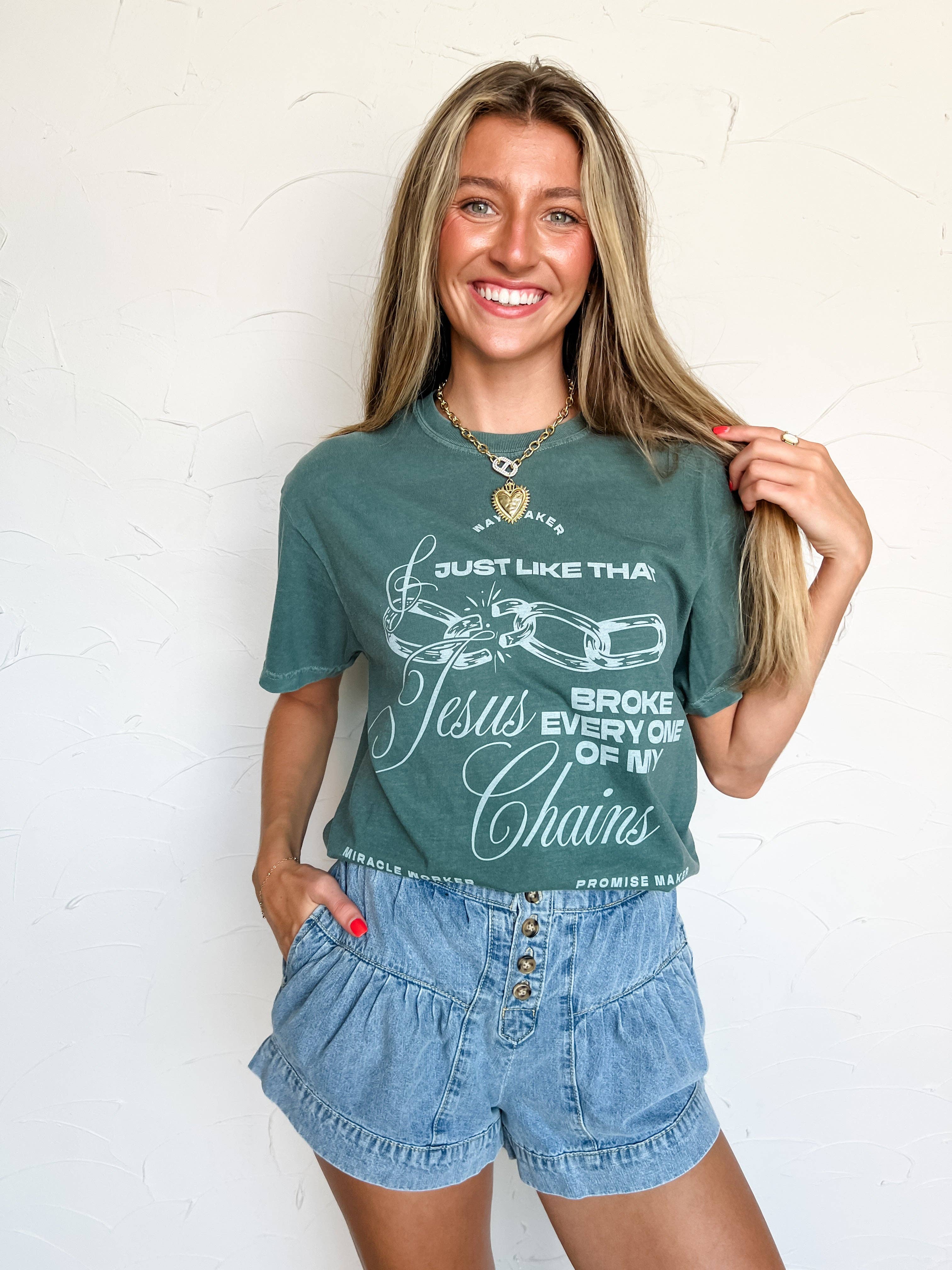 Pierce + Pine - Wholesale Screen Printed T-Shirt - Women's - Broken Chains1